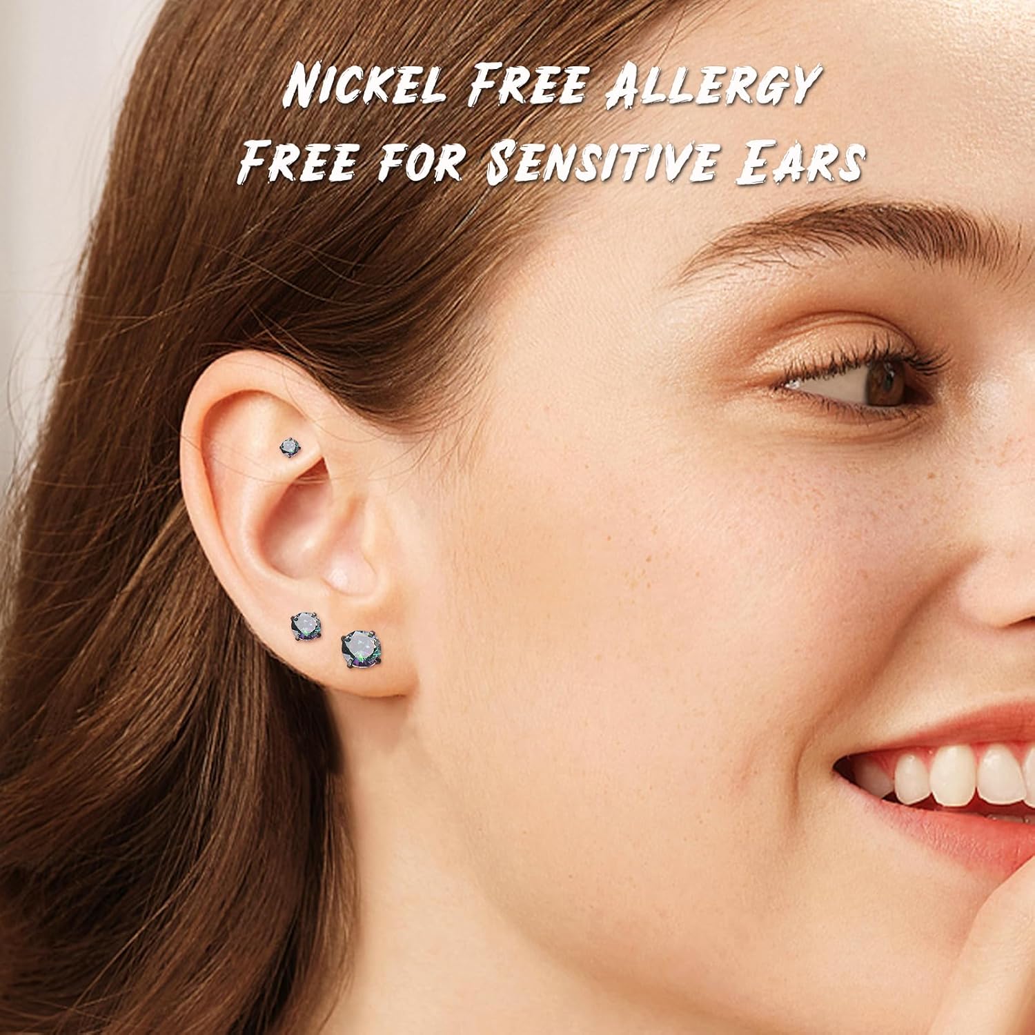 6 Pairs 14K Cubic Zirconia Stud Earrings for Women Men 20G Screw Flat Back Earrings 316L Stainless Steel Cartilage Earrings Hypoallergenic Men Earrings - Image 6