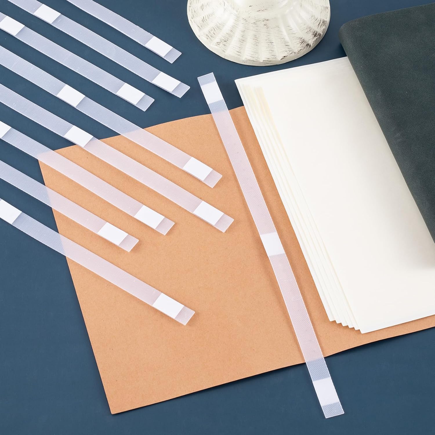 HINZIC 16pcs 1.2cm Thermal Glue Strips for Book Repair, 3 Point Positioning Hot Melt Adhesive Strips, EVA Thermal Glue Strip for Binding Paperback Covers Pages Thick Booklets