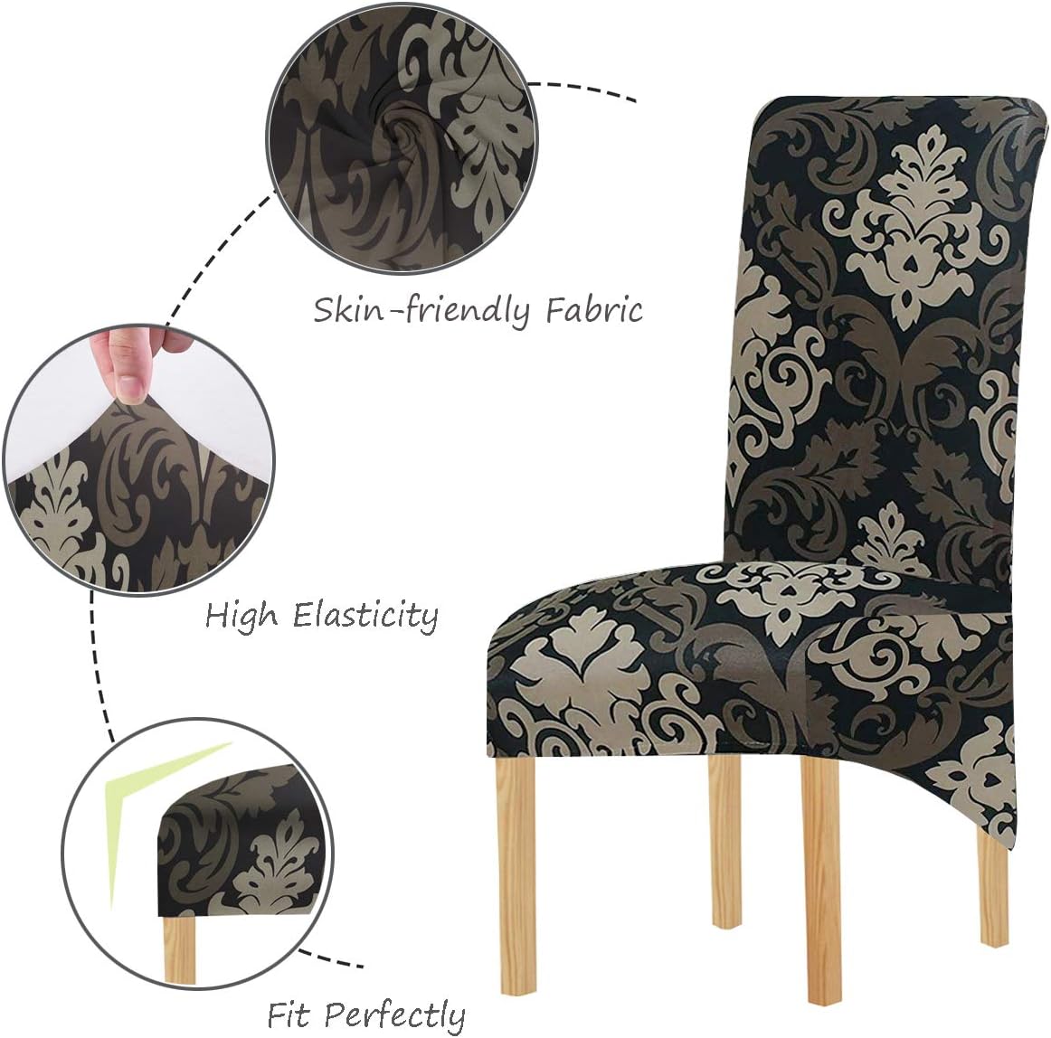 KELUINA Printing Fabric Stretch XL Chair Covers for Dining Chairs 2/4/6 Pcs Elastic Large Chair Slipcover for Dining Room Wedding Banquet Party Decoration (Multi-2 - Image 3