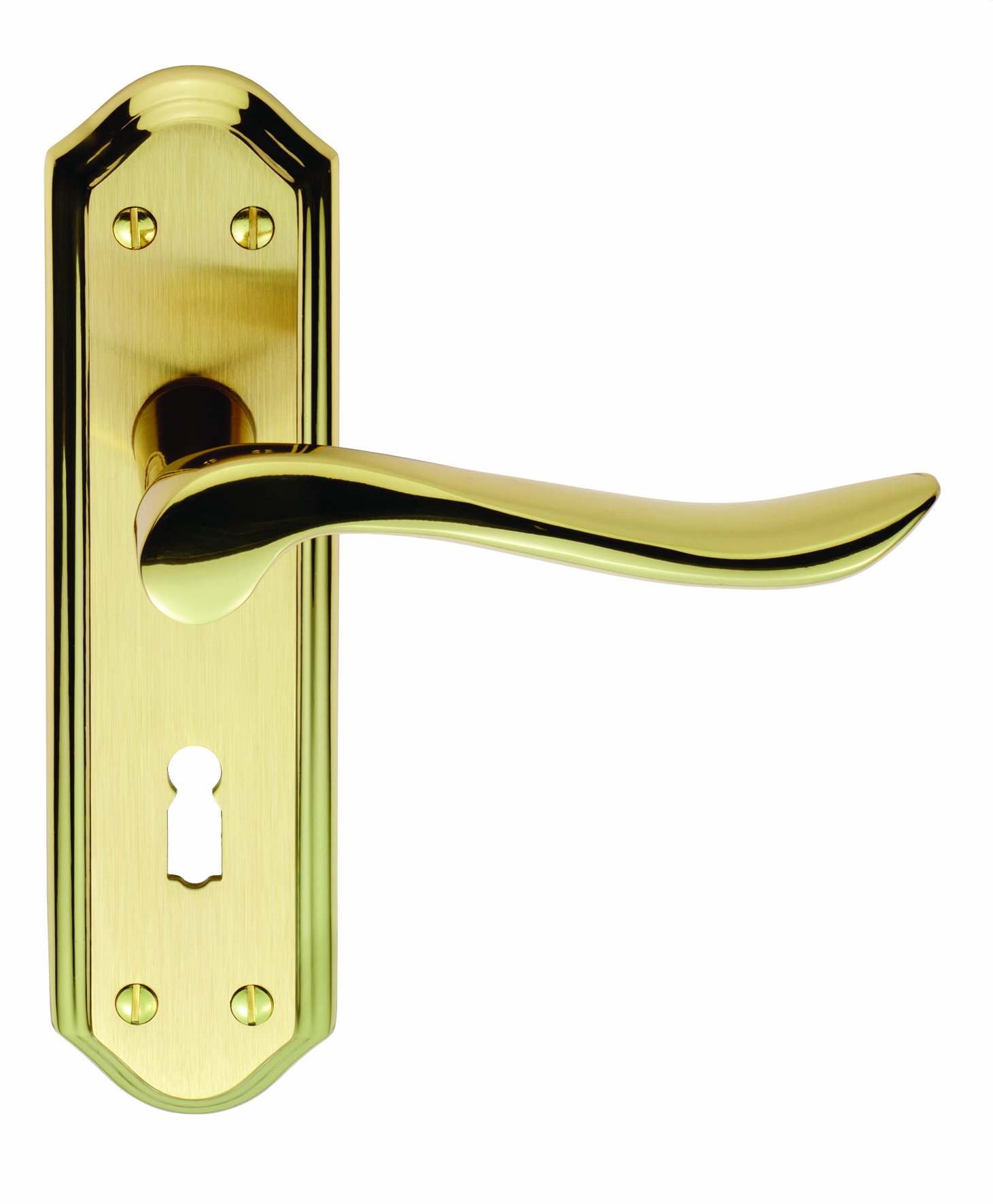 Carlisle Brass Satin Brass/Polished Brass Lytham Lever On Backplate - Lock 57Mm C/C Backplate Face Polished Edges And Lever
