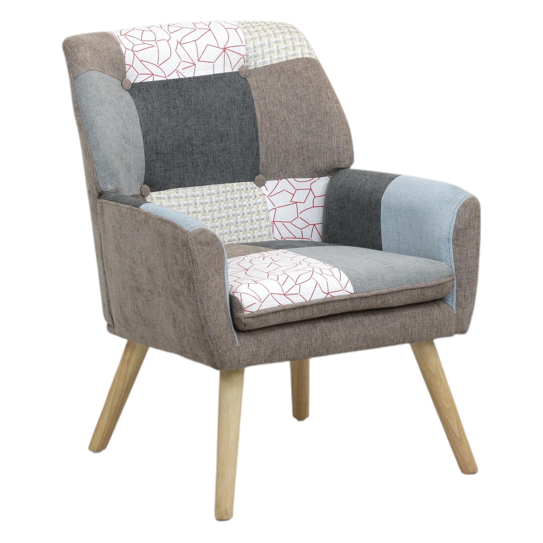 Totò Piccinni Poltrona Poltroncina LIVIA in Tessuto Imbottito con piedini in legno (Patchwork Elegant)