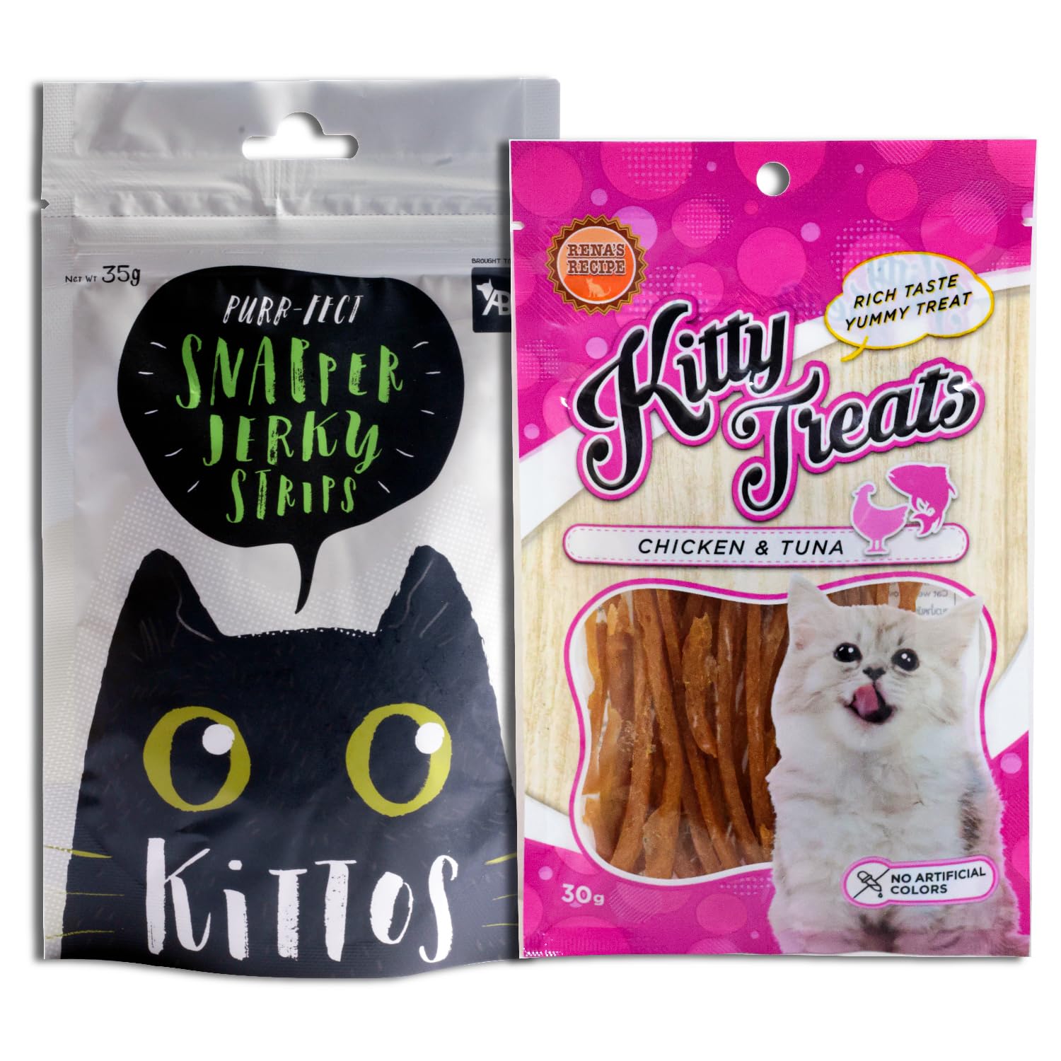 Cat Snacks Combo-Kittos Protein Rich Snapper Jerky Strips (35g) and Cataholic Kitty Treats Soft Chicken & Tuna Sticks (30g) – All Breeds for Training & Rewards (B08Q4GW329) Amazon Price History, Amazon Price Tracker