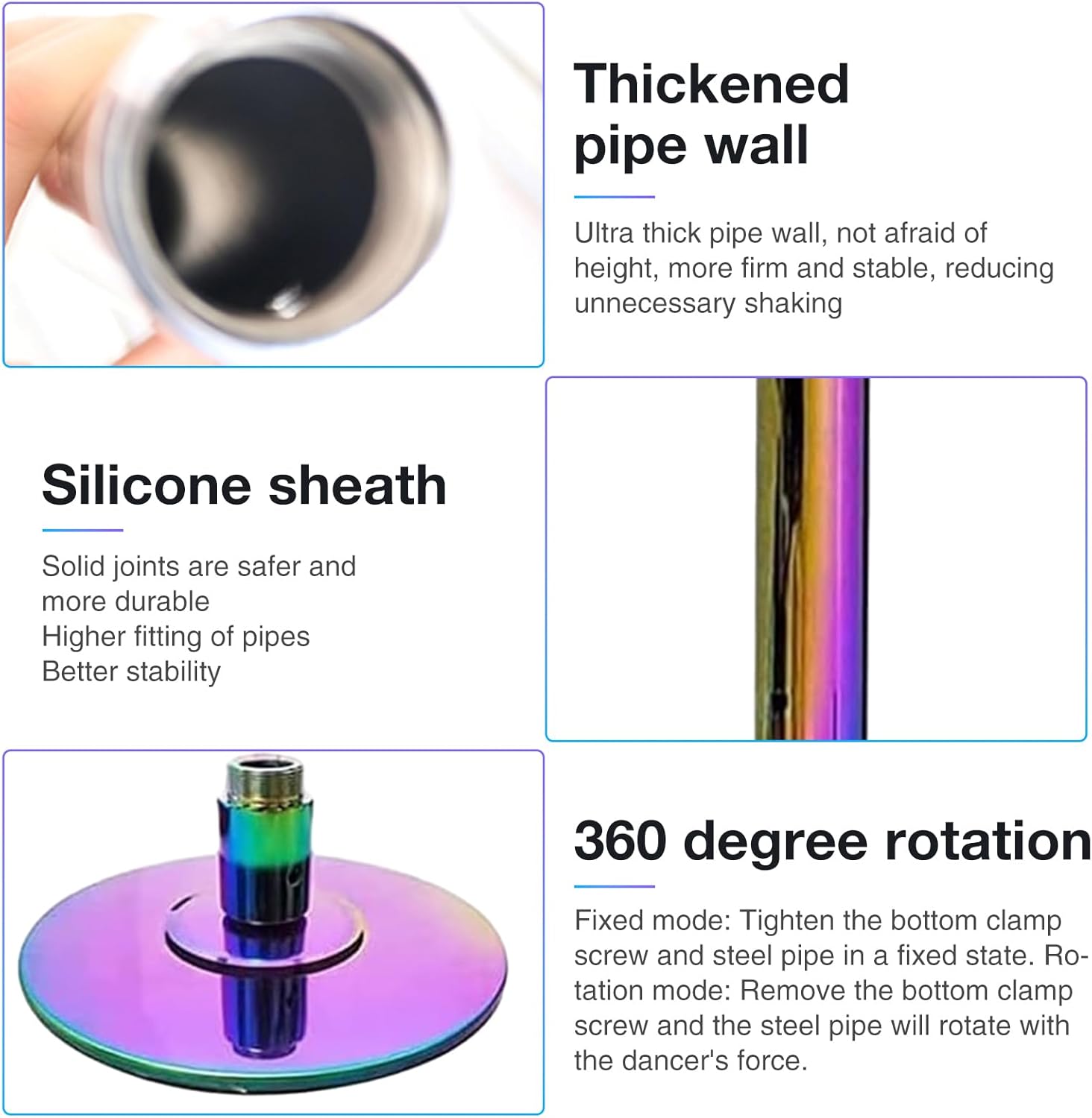 Heavy-Duty Professional Spinnings & Static Dancing Pole,45mm Portable Removable Dance Pole for Home Fitness,Stripper Pole Adjustable Height(88"-108"),Holds 330 Lbs,with Tools