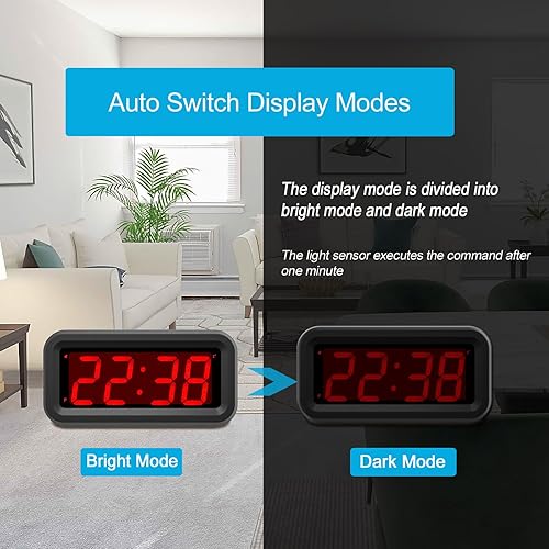 Miniatura 4 de Digital Alarm Clock Battery Operated Only, LED Large Display, 2-Level Brightness Dimmer, 4 AA Batteries Keep Clock on for More Than 12 Months, for
