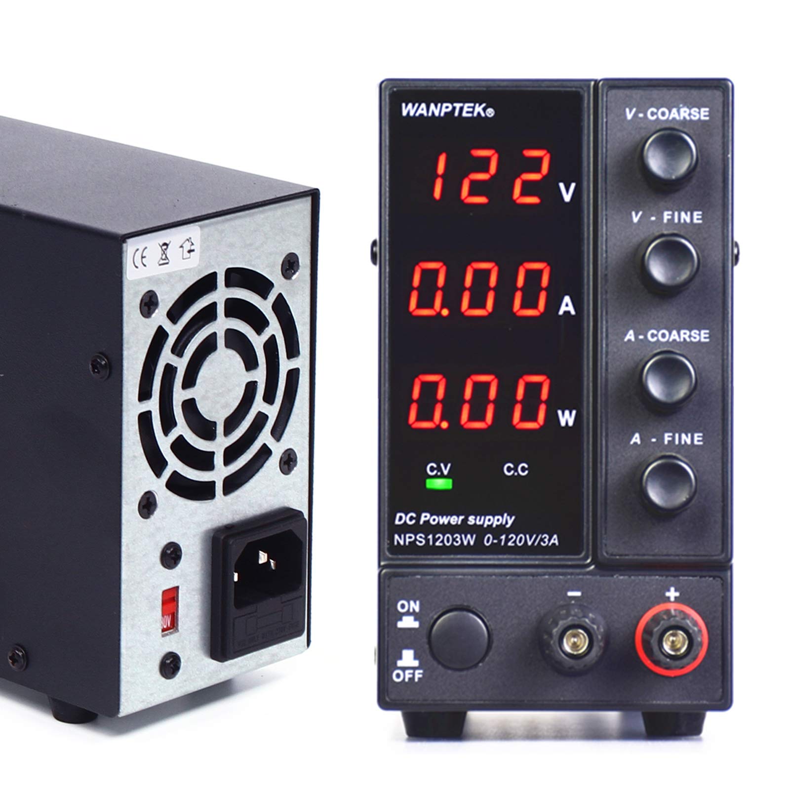 OUKANING Alimentatore da laboratorio 0-120 V/0-3 A, 360 W DC con allarme di cortocircuito, protezione da sovraccarico e ventola, regolazione precisa tensione/corrente (0,01 V/0,001 A), display HD