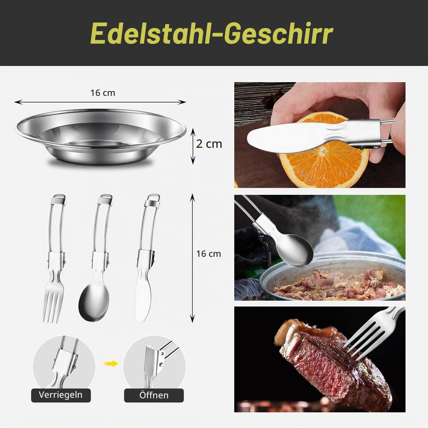Camping Kochgeschirr Kit, 304 Edelstahl Camping Kochset, Camping Topf und Pfanne Set mit Wasserkocher Tassen Teller Gabeln Messer Löffel für Camping Outdoor Wandern Picknick RVs für 2-3 Personen