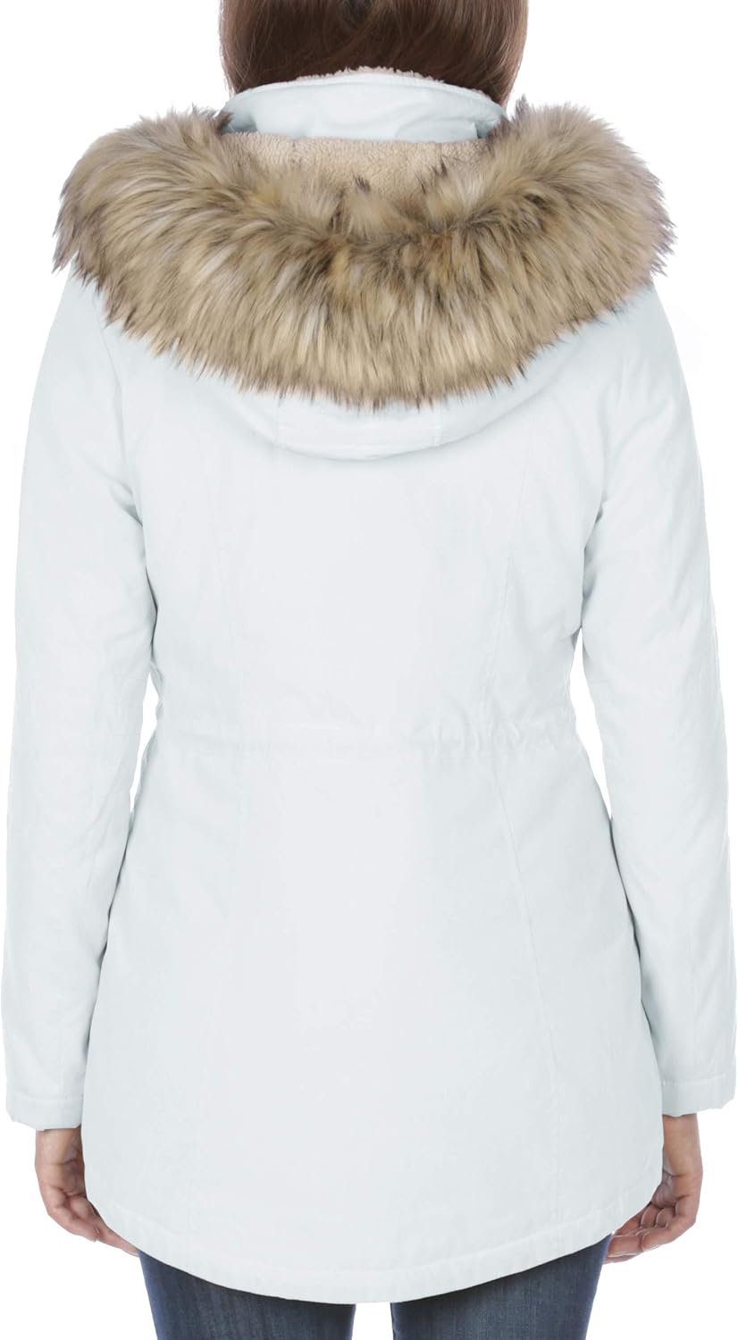 Nautica Women's Microfiber Parka Anorak Jacket with Faux Fur Hooded Trim - Image 5