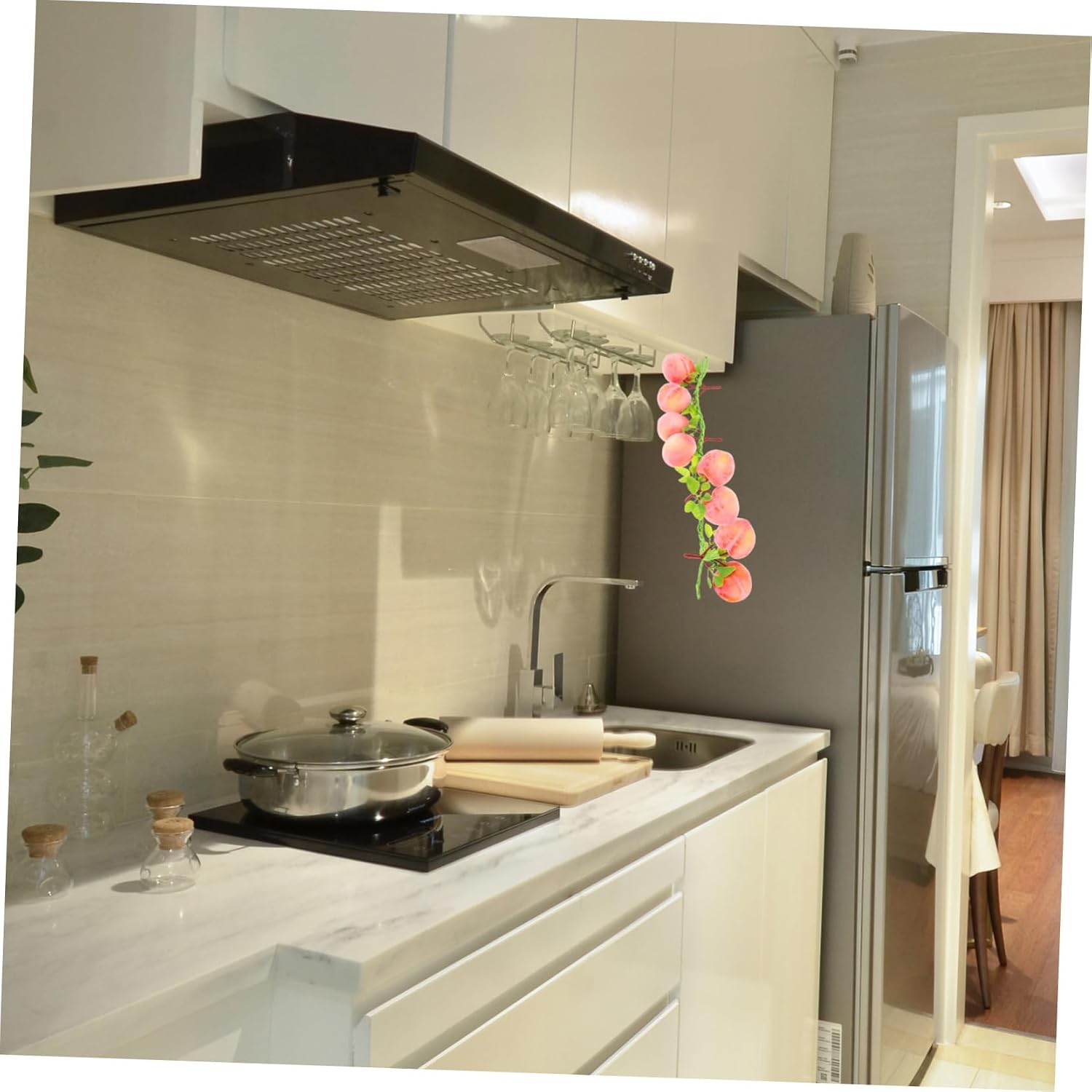 3pcs Artificial Peach Pendant Realistic Fake Fruit Prop Decorative Hanging Peaches for Kitchen Restaurant Home Decor and Photography Props