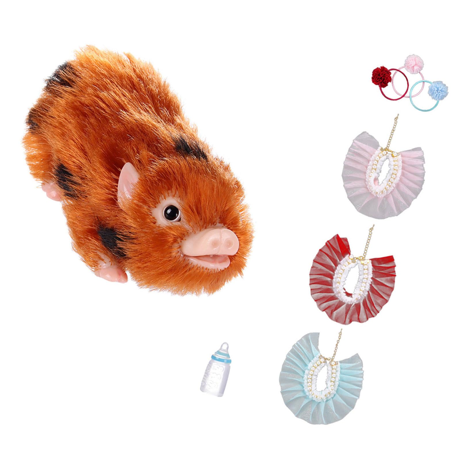 Interaktives Piggy Squeeze Tierfigur Reborns Spielzeug mit Spitzenkleid Rollenspiel für Vorschulkinder Geschichtenerzählaktivität Kleinkind Lernspielzeug