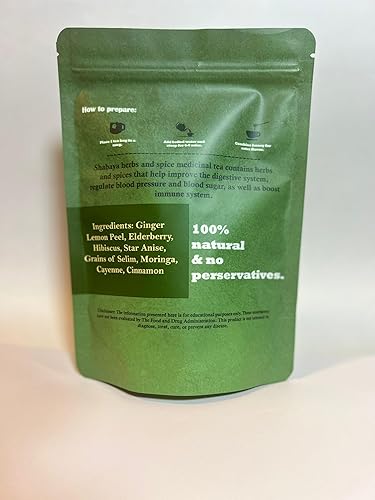 Miniatura 3 de Shabaya Té de hierbas - Mezcla de bienestar sin cafeína con jengibre, cáscara de limón, saúco, hibisco, anís estrellado, granos de selim, moringa,