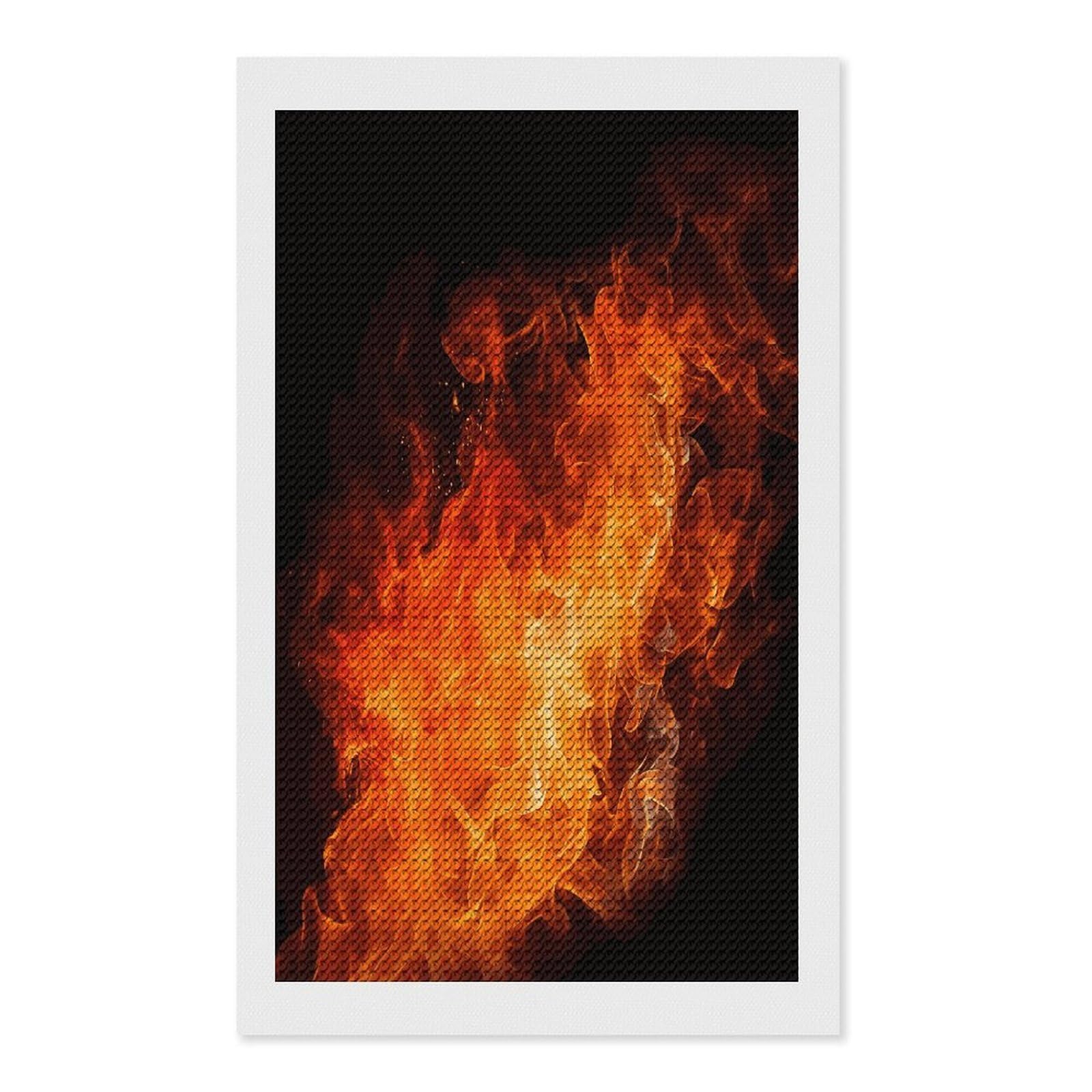 FekiLoot Roaring Flame Diamond Painting Kits for Beginners DIY Diamond Art Kits for Adults Full Drill Round Diamond Dot Gem Art Painting Fun DIY Crafts for Home Kitchen Wall Decor Gift 12"x20"