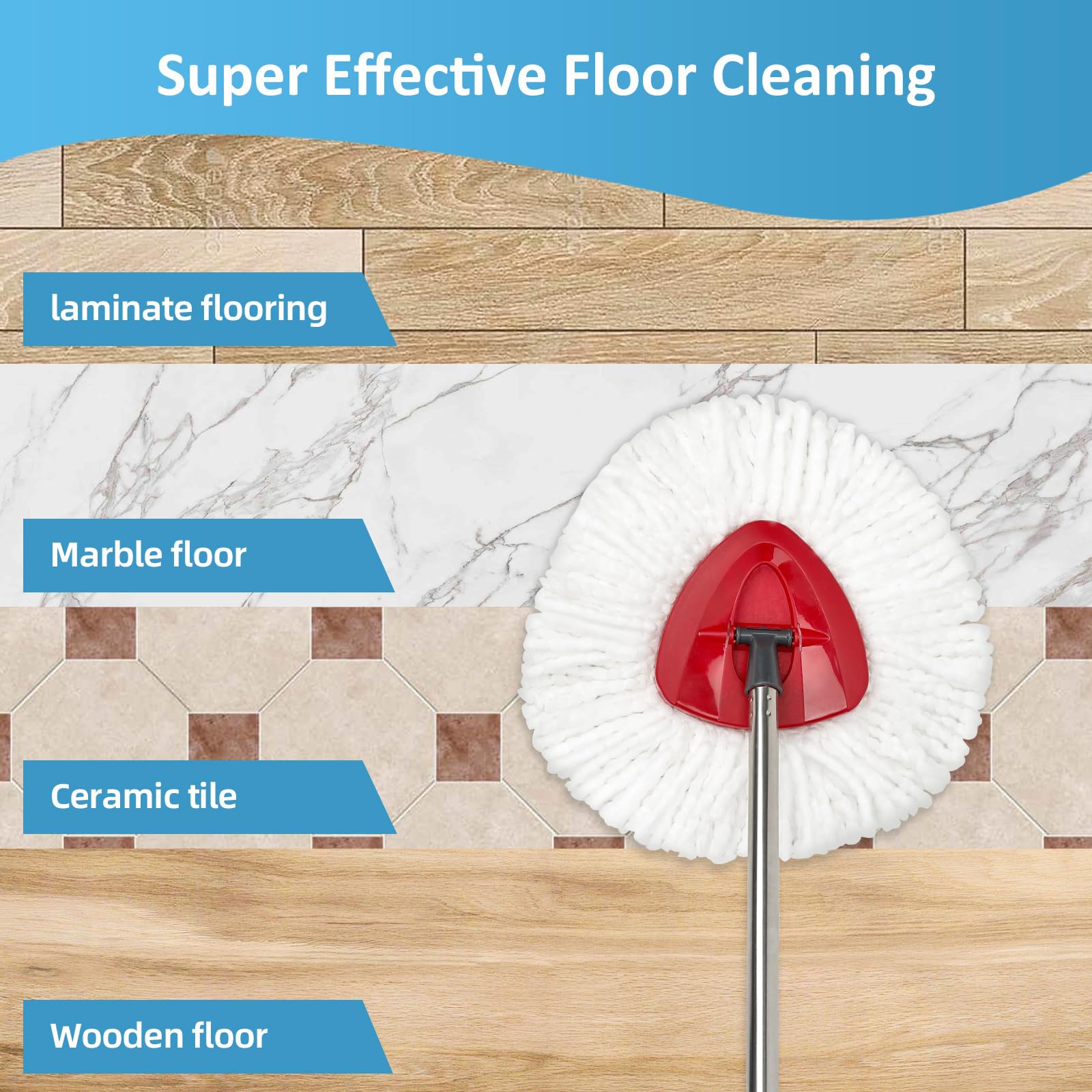 4-Pack Microfiber Spin Mop Replacement Heads - Compatible With Easywring & Similar Spin Mops For Deep Cleaning - View #4