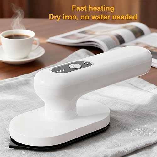 Miniatura 2 de ciciglow Plancha de viaje pequeña para ropa, máquina de planchar inalámbrica portátil, plancha pequeña plegable de mano con 3 ajustes de temperatura