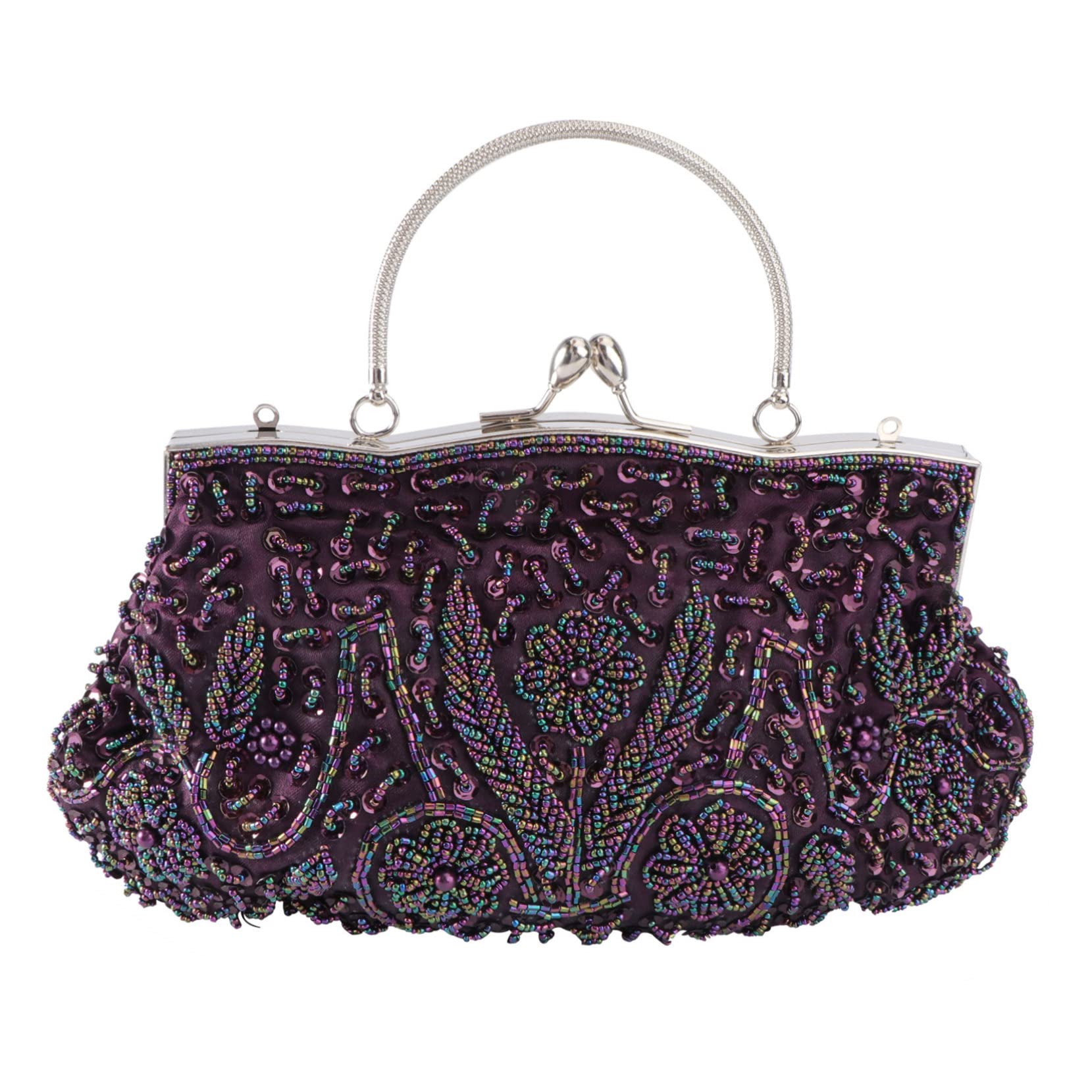 1 Pc Bolsa De Cena Bolso De Mano De La Novia Monederos De Flores Para Mujer Bolsos Fiesta Mujer Bolsa De Oro Bolsa De Banquete Boda Púrpura De Imitación y Poliéster Perder