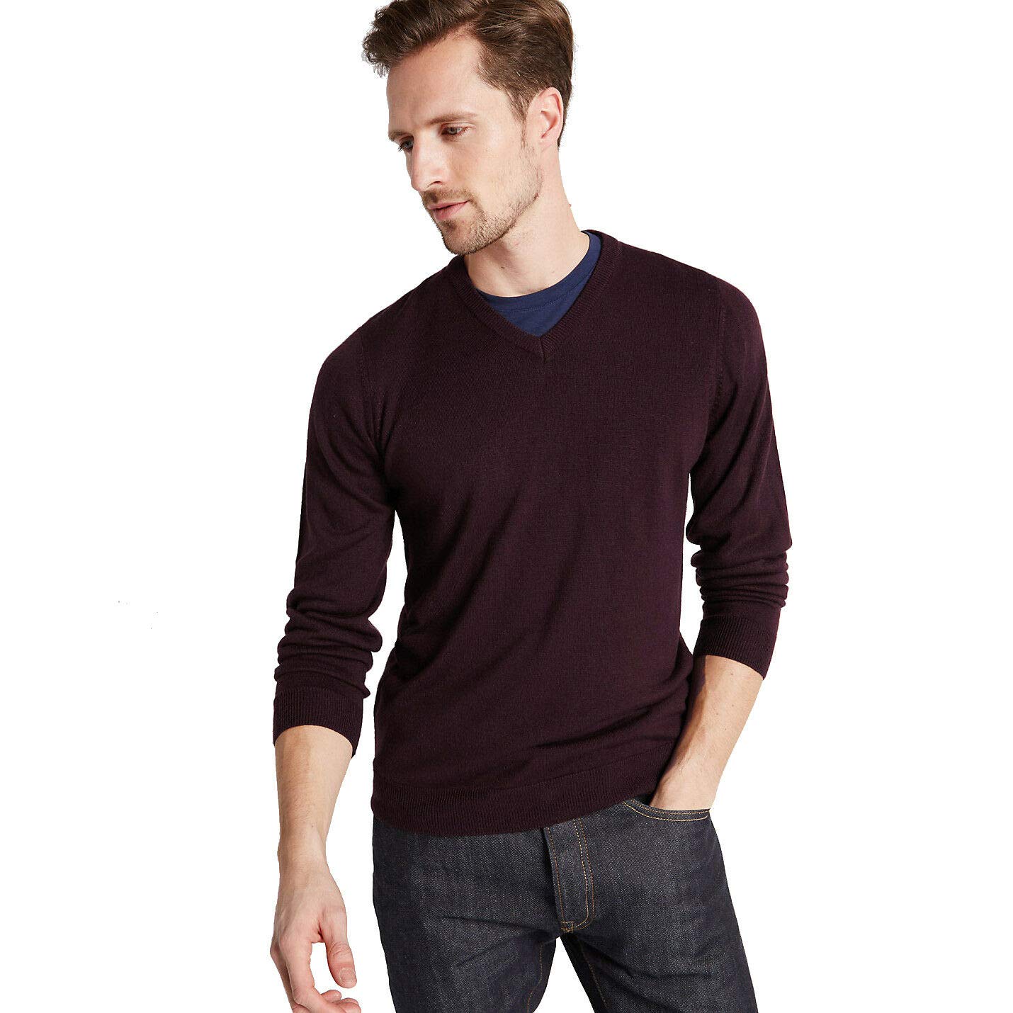 Ex Famous Store Mens V Neck Cashmilon™ Soft Knit Jumper Sweater Pullover