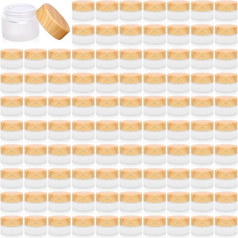 Olutacot Frascos Cosméticos de Vidro Fosco Redondos com Tampas Plásticas, 5 g, Pacote com 128