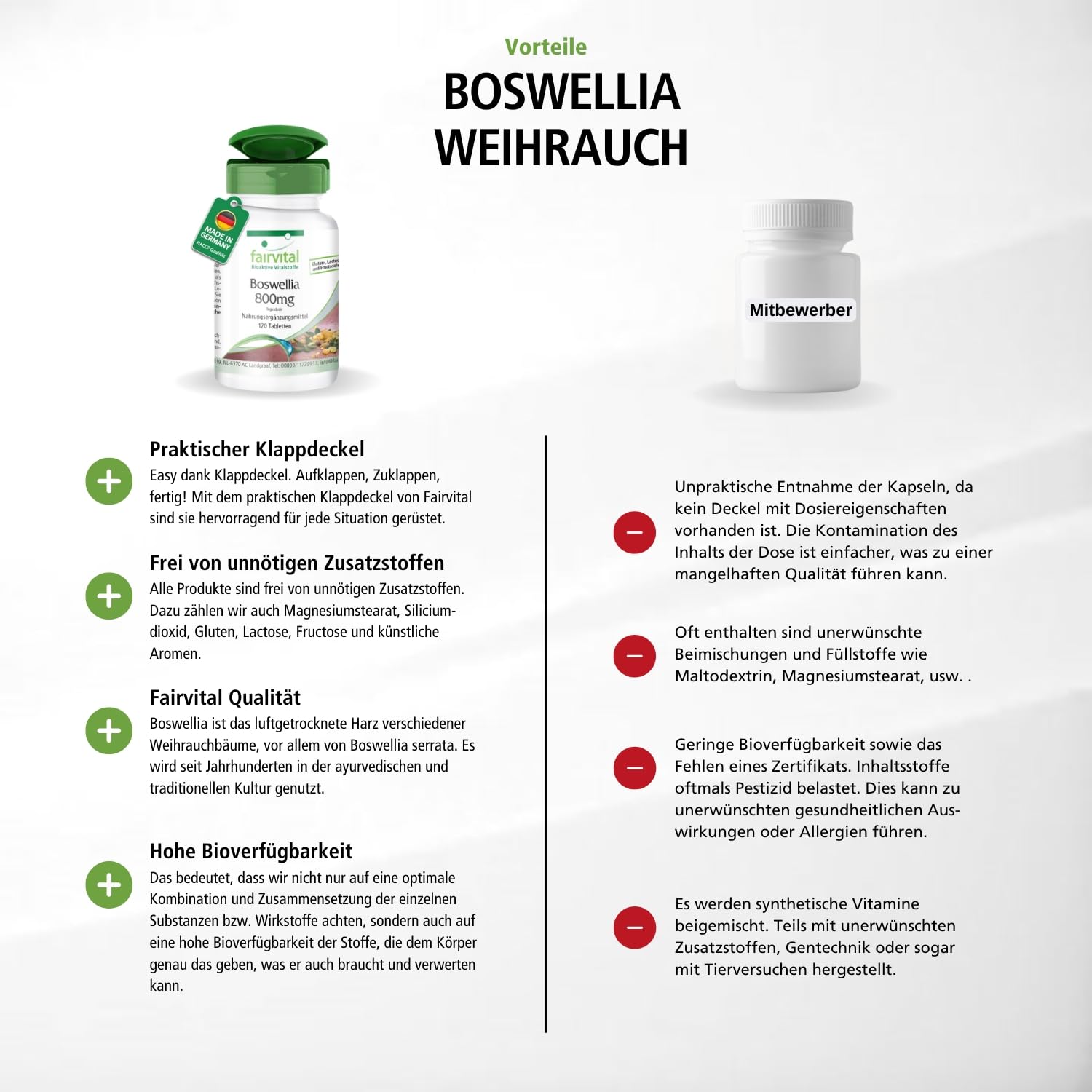 fairvital Weihrauch-Tabletten, Boswellia Serrata Extrakt 800mg Tagesdosis, 360 Tabletten (3x120), Hochdosiertes Indischer Weihrauch mit Mind. 65% Boswellia-Säuren, Vegan