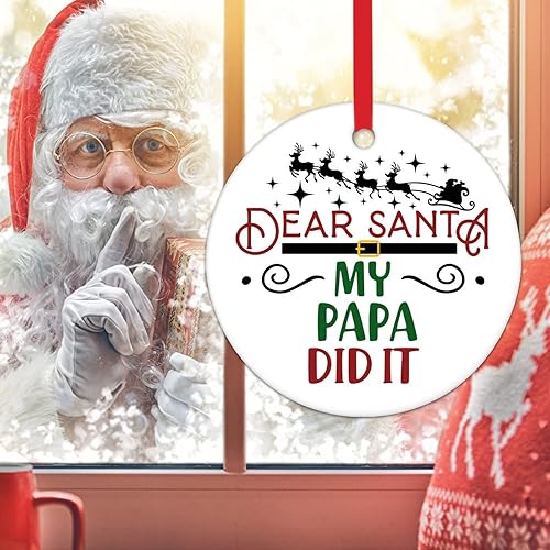 Miniatura 3 de Dear Santa My Papa Did It - Cinturón de adornos de Navidad Papá Noel trineo de renos adornos de Navidad de cerámica recuerdo de Navidad decoración