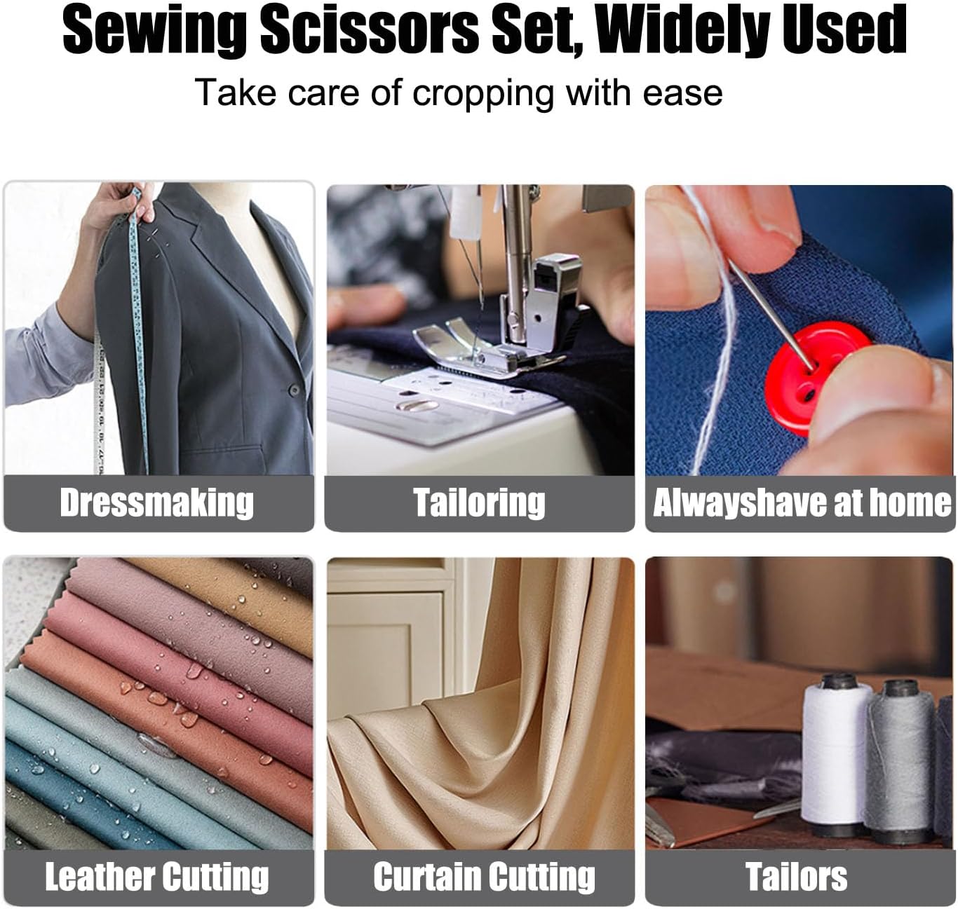 Fabric Scissors Tailor Sewing Shears, 9-Inch Heavy Duty Scissors for Cutting Fabric Cutting Leather for Home Office Tailors, Sewers and Craftsmen