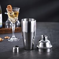 Vista 8 de Coctelera, coctelera de Martini de 24 onzas, colador integrado, mezclador profesional de margarita de acero inoxidable, kit de barman de regalo.