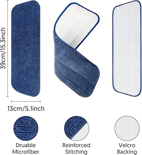 Miniatura 4 de Cabezales de repuesto para trapeadores de pulverización, almohadillas de microfibra para limpieza de pisos, almohadillas reutilizables de repuesto