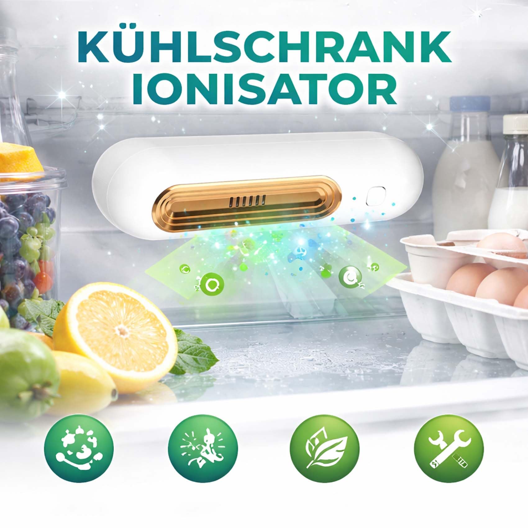 2 Stück Ozoori KüHlschrank Deodorierer, 2 Modi Ozoori füR KüHlschrank, Lufterfrischer, füR KüHlschrank, Kleiderschrank, Auto (Silber+gold)