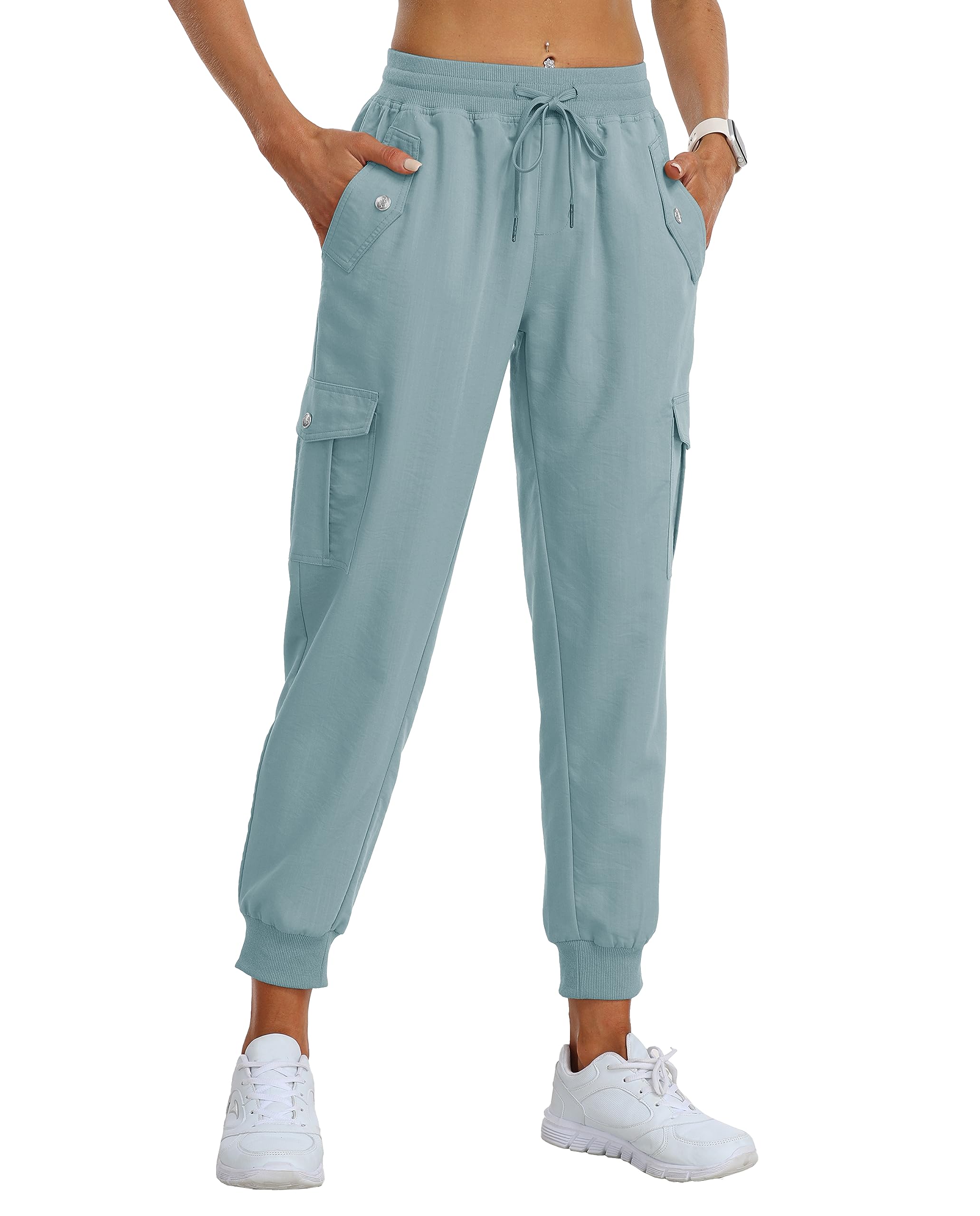 Pantalon Cargo Femme Pantalon de Randonnée Léger Séchage Rapide Moto Travail Taille Elastique Imperméable Pants avec Poches