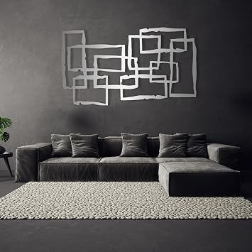 Cadeali Metal Wall Art-Decorative Abstract Metal Wall Art, Large Retro Metal Wall Decor, Mid-Century Vintage Wall Art, Modern Home Decor, Housewarming Gift 15.3 x 26.7 / 39 x 68 cm, Silver