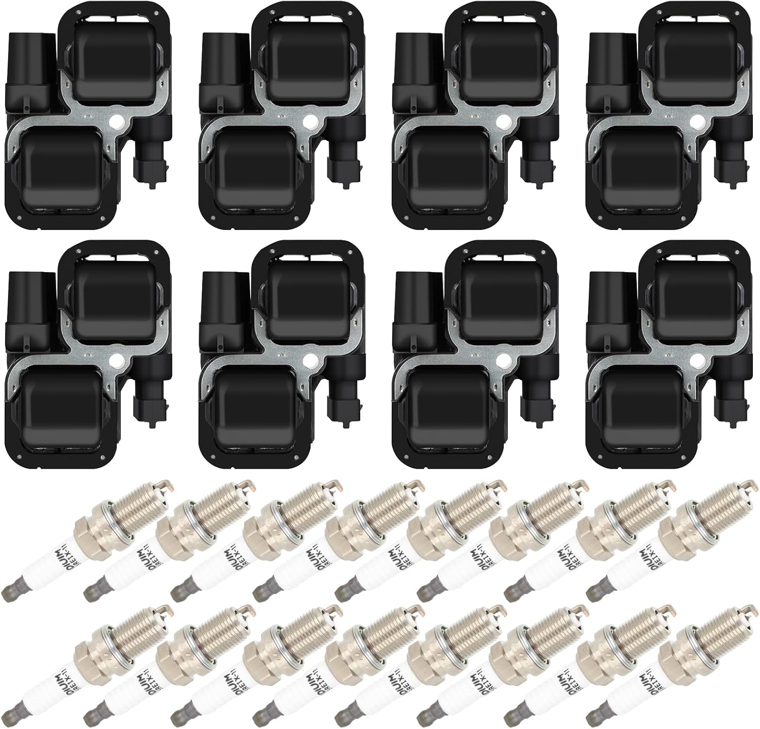 OCPTY spark plugs and coils Fits 1998-2000 for Mercedes-Benz C43 AMG 4.3L,1998-2006 for Mercedes-Benz CL500 5.0L 8 Ignition Coils with 16 Iridium Spark Plugs coils for UF359 ignition coil pack 3-Pins