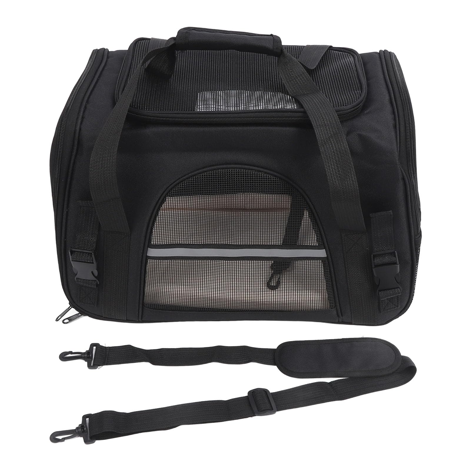 Trasportino per Animali Domestici, Borsa per Gatti in Rete Traspirante Trasportino per Cani Portatile Pieghevole, Borsa per Cuccioli di Grande Capacità Borsa da Viaggio per Animali Domestici(Nero)
