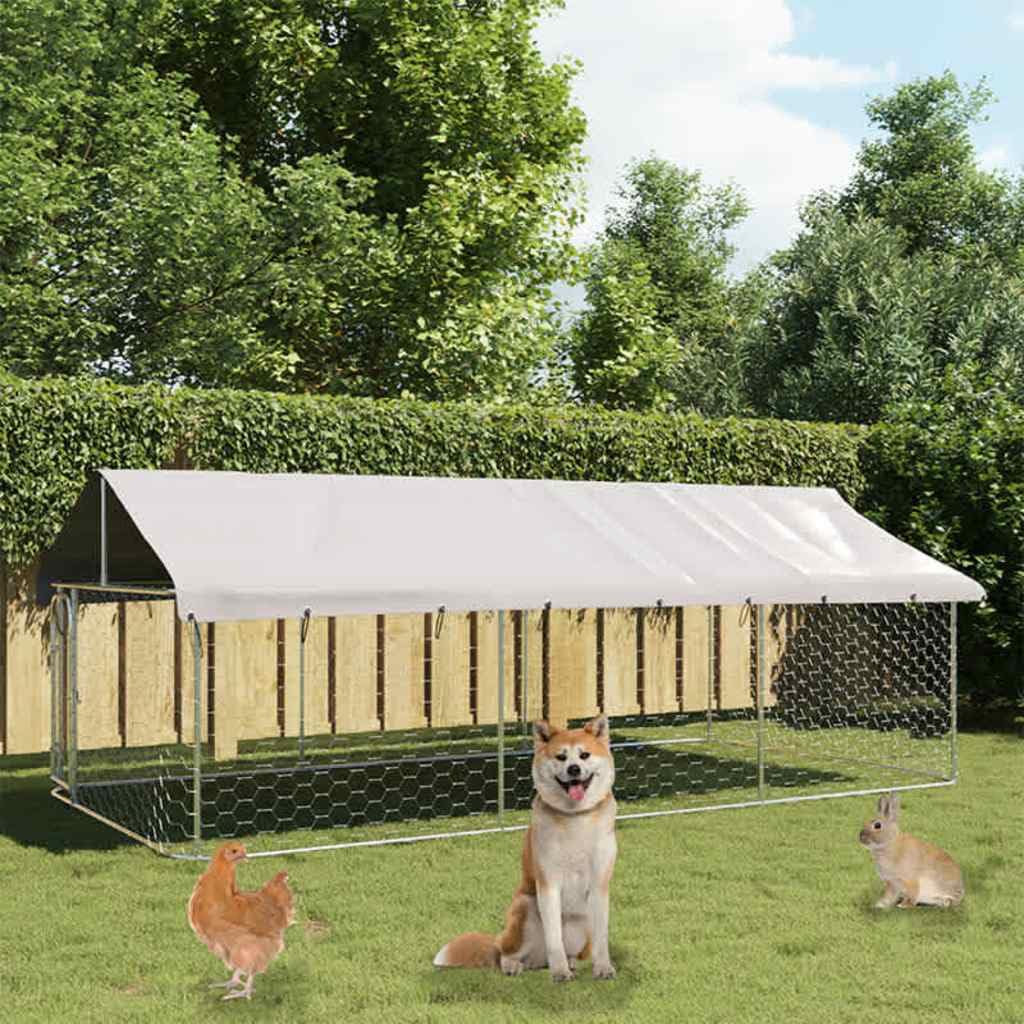 Recinto Per Cani Acciaio Zincato 400x200x150 cm Argento