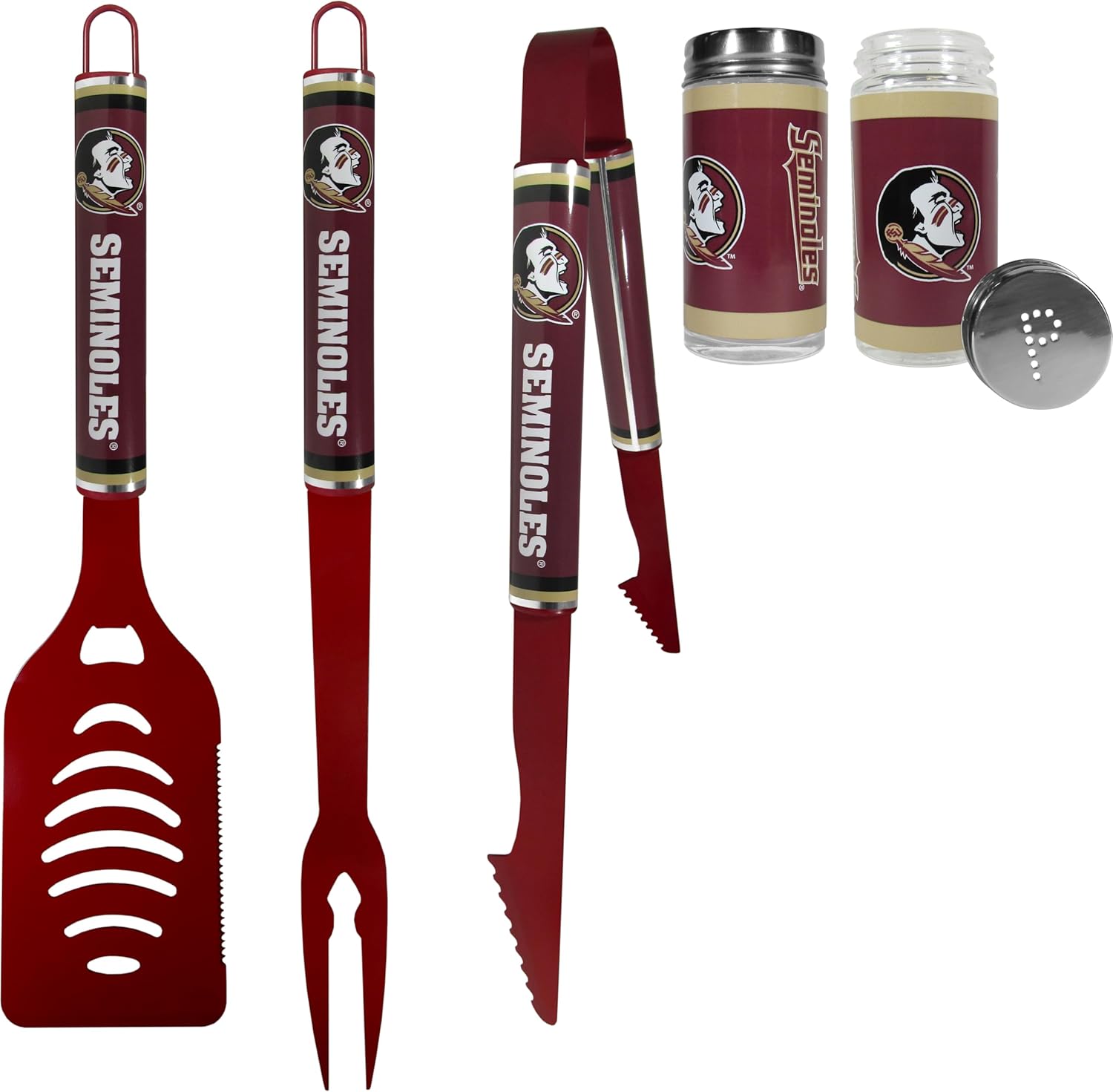 Siskiyou NCAA Florida State Seminoles 3 pc Logo BBQ Tools w/Shakers, One Size, Team Colors