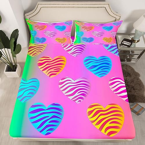 Miniatura 3 de Erosebridal Lindo juego de sábanas de arcoíris para niños y niñas, colorido degradado degradado, tamaño matrimonial, juego de sábanas Kawaii con