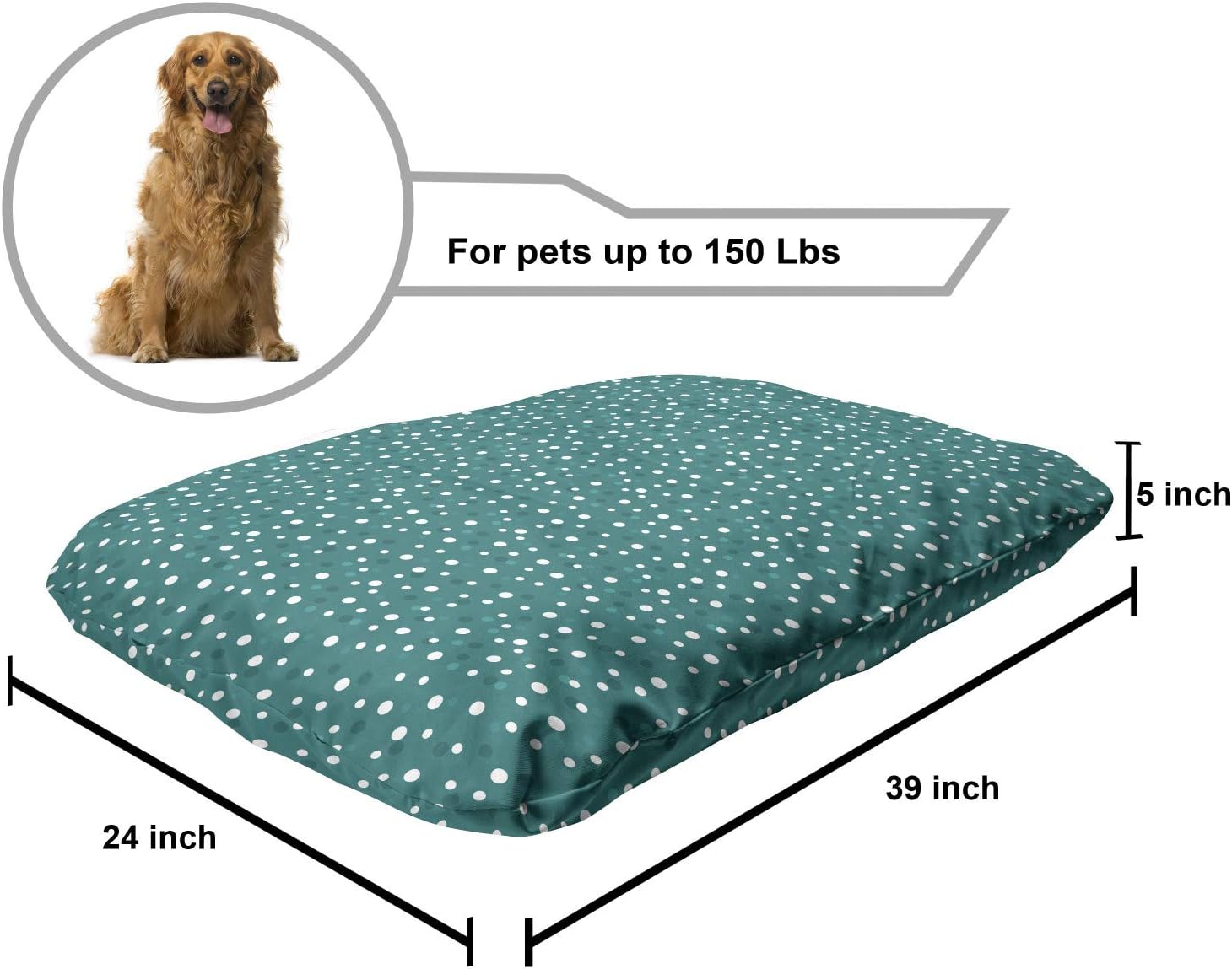 review Lunarable Retro Pet Bed, Nostalgic White Polka Dots Pattern with Little Color Droplets Oval Forms Abstract Artwork, Chew Resistant Pad for Dogs and Cats Cushion with Removable Cover, 24