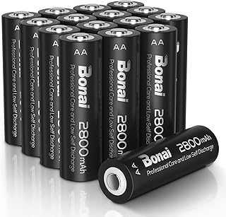 BONAI 2800mAh AA Rechargeable Battery NI-MH 1200 Cycles High Capacity Rechargeable aa Batteries, Pack of 16