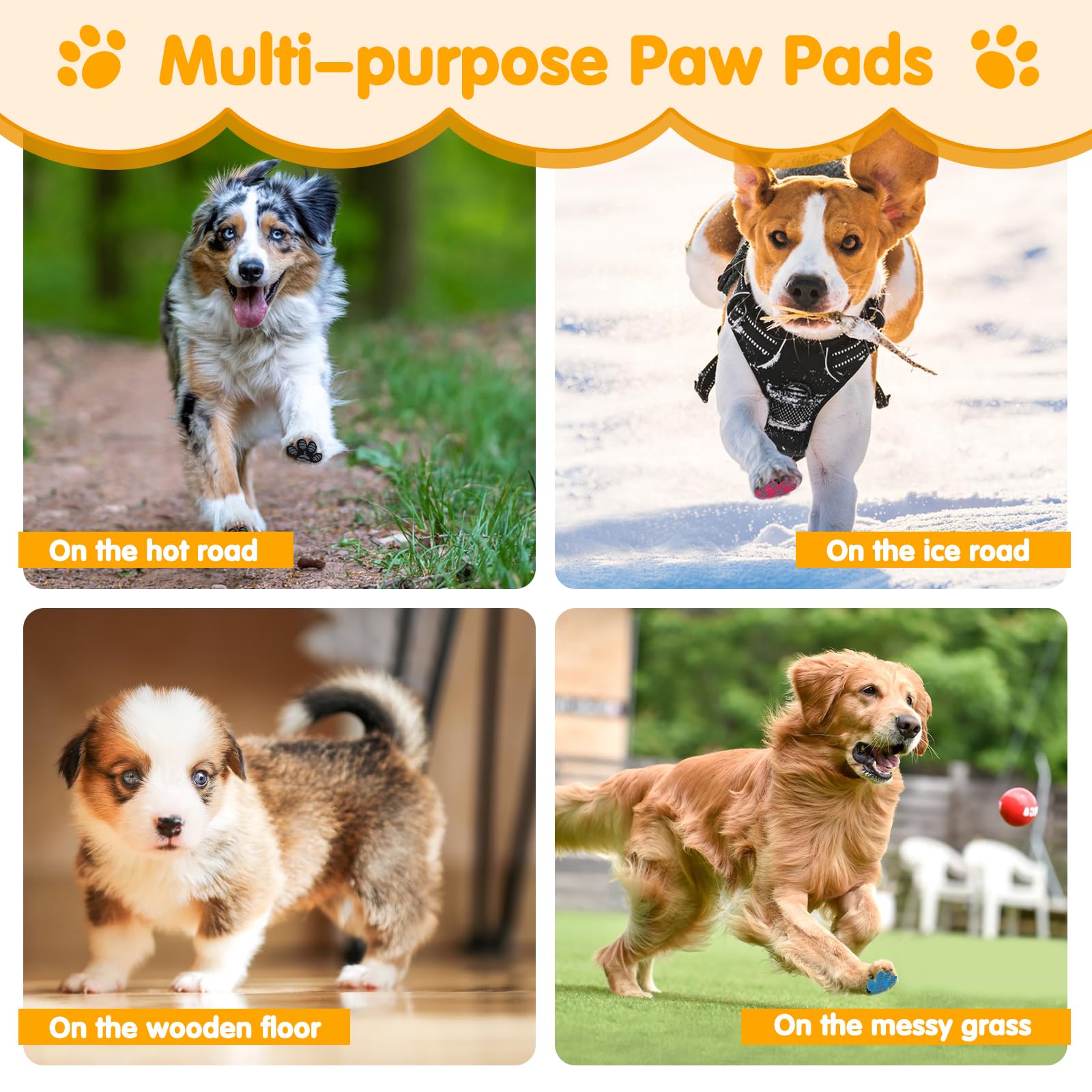 Dog Paw Protector Toe Grips for Senior Dogs Anti Slip Dog Paw Pads for Hot Pavement Whole Paws Pads for Dogs Traction Dog Boots & paw Protectors Stickers for Dogs feet (Black, XL) 24pcs