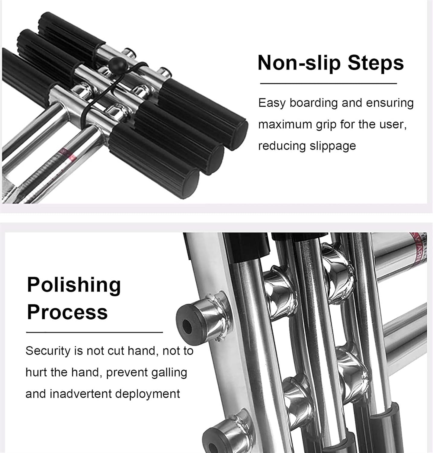 3 Steps Telescopic Ladder for Boat/Swimming Pool, Stainless Steel Dual Vertical Telescoping Tube Ladders for Marine Pontoon, Load: 200kg