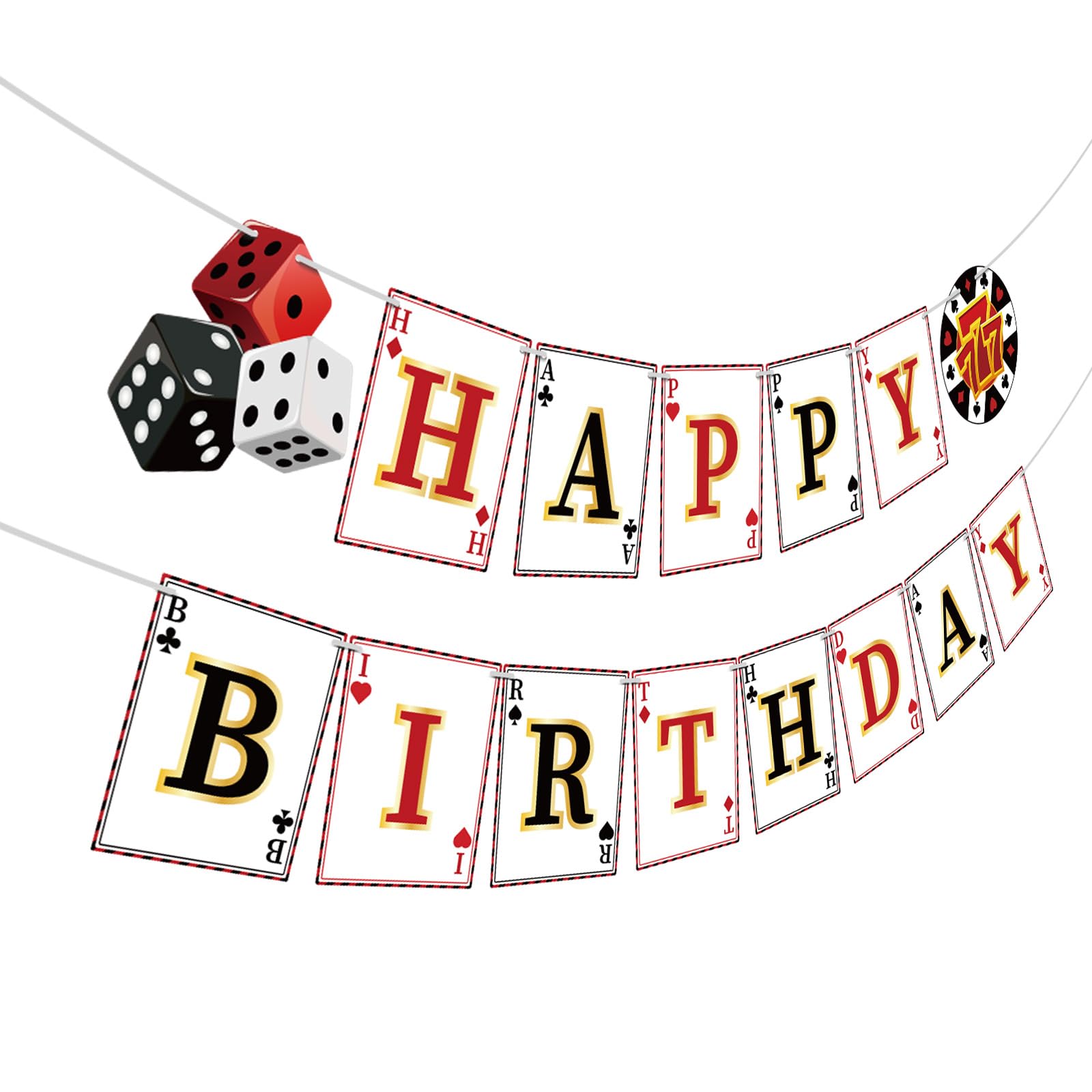 Hooqict Casino Theme Party Decorations Happy Birthday Banner Casino Poker Party Banner Garland for Las Vegas Game Night Birthday Party Decorations Supplies