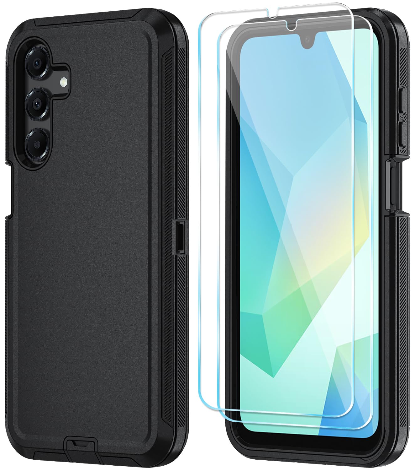 Qinmay Phone Case for Samsung Galaxy A26 Case with HD Screen Protector Heavy Duty Shockproof Dropproof 3-Layer Cover