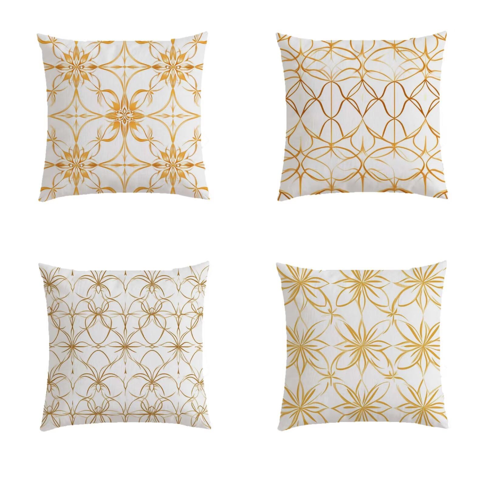 Housse coussin 70x70cm imperméable jaune lot de 4 pour jardin et salon