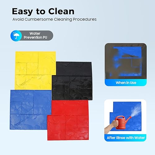 Miniatura 6 de Juego de 4 alfombrillas de sellos de hormigón, alfombrillas de concreto, piel texturizante de hormigón, herramienta de estampado de cemento de