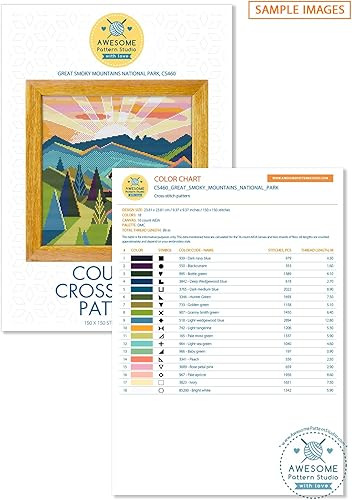 Miniatura 5 de Rocky Mountain National Park K465 Patrón de punto de cruz. Patrón impreso en el interior. Sin tela, hilos, agujas, aros. Patrón de bordado