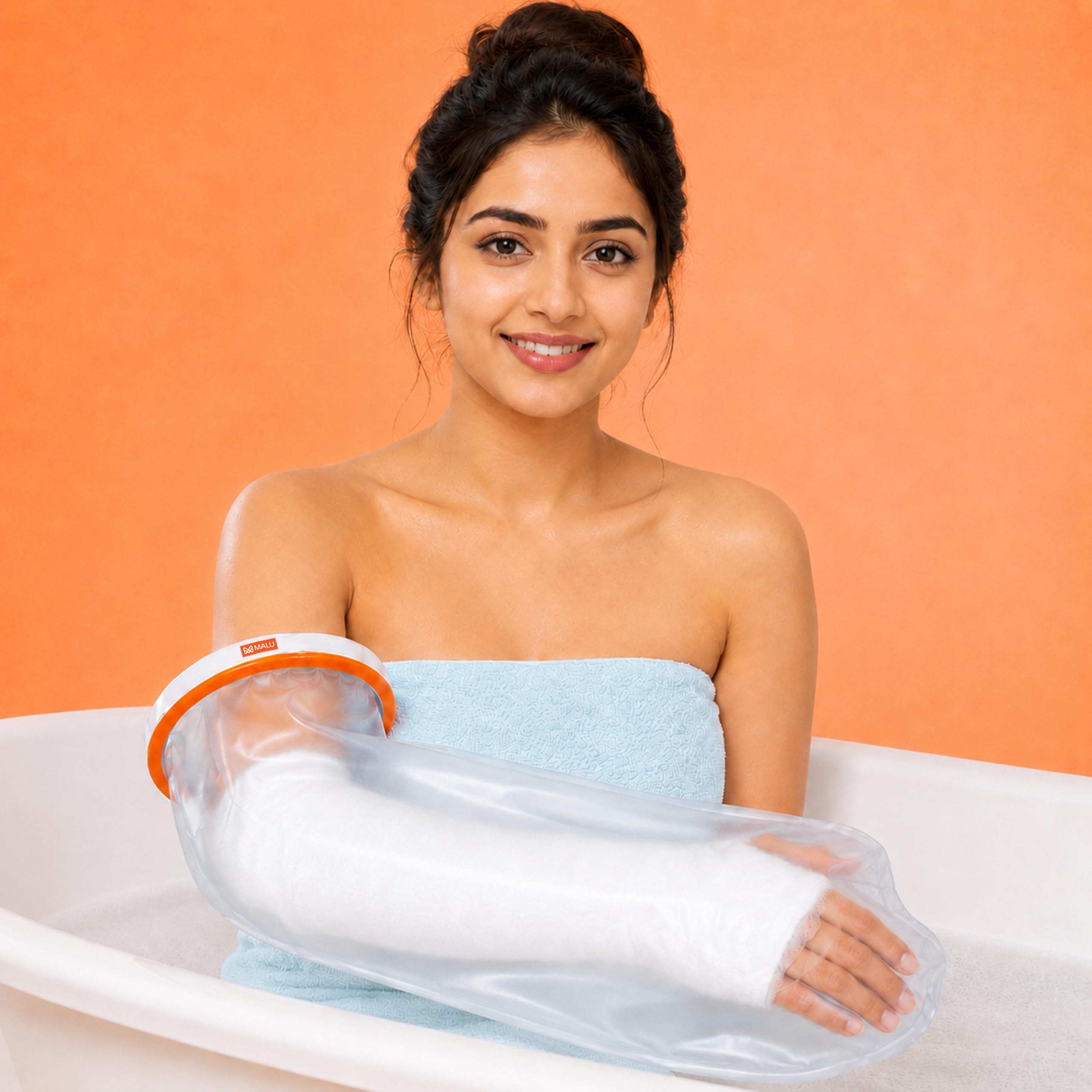 MALU HEALTHCARE Waterproof Arm Cast Cover for Shower & Bath | Reusable Adult Cast Protector | Leak-Proof Silicone Seal | Cast Cover for Shower Arm, Surgery & Fracture Recovery