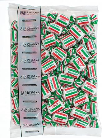 Berrymans Spearmint Chews Sweets - 500 Gram Bulk Bag - 500g - Assorted Sweet Pick and Mix for Parties, Gifts, and Sharing.