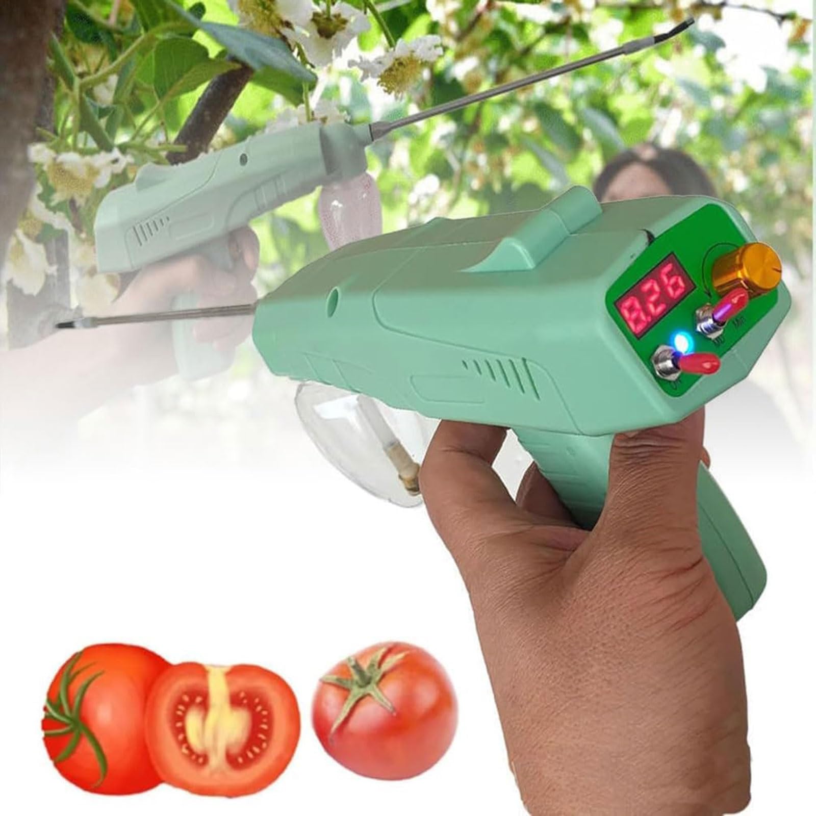 FHRKA Electric Vegetable Pollinator,Plant Pollination Tool With Nozzle And Operations Panel,Adjustable Powder Output And Pollination Distance