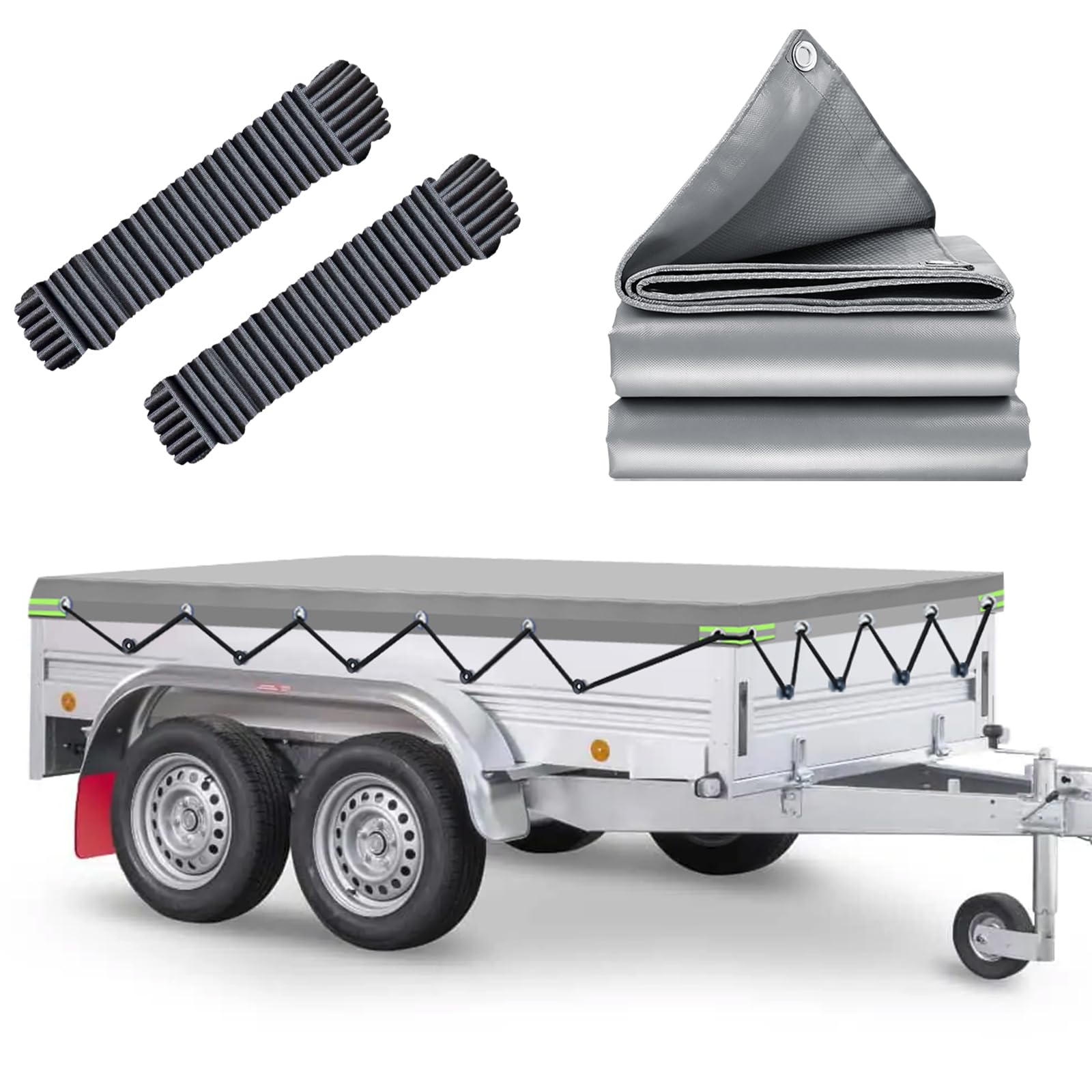 Anhängerplane Flachplane 256x145x8cm, WASSERFEST Anhänger Abdeckplane mit Planenseil, Ideal für Pongratz LPA 250/13 und 750kg/850kg/1000kg/1300kg/1500kg/2000kg 251x137cm Anhänger