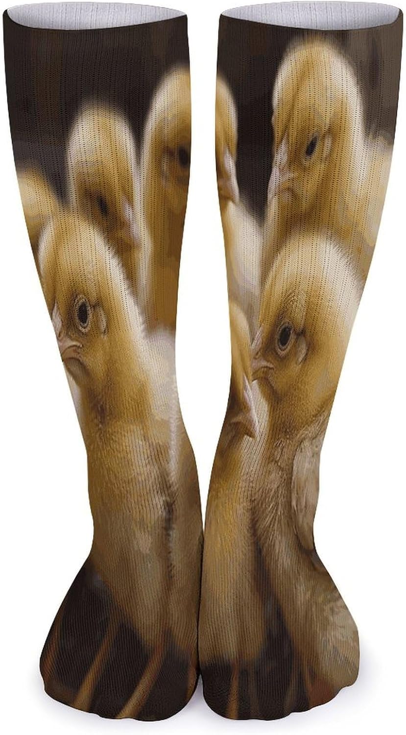 Little Chickens Crew Socks High Stocking Thermal Socks | Tube Socks-Breathable-Moisture-Soft-wicking for Hospital Pilates Yoga for women men Grippy for office and daily walking