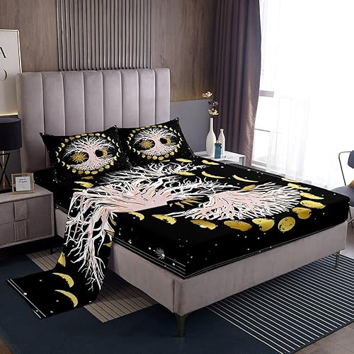 Miniatura 8 de Erosebridal Sábana bajera ajustable de tamaño individual, juego de sábanas para niños de dibujos animados, delfín, tiburón, ballena, para niños,