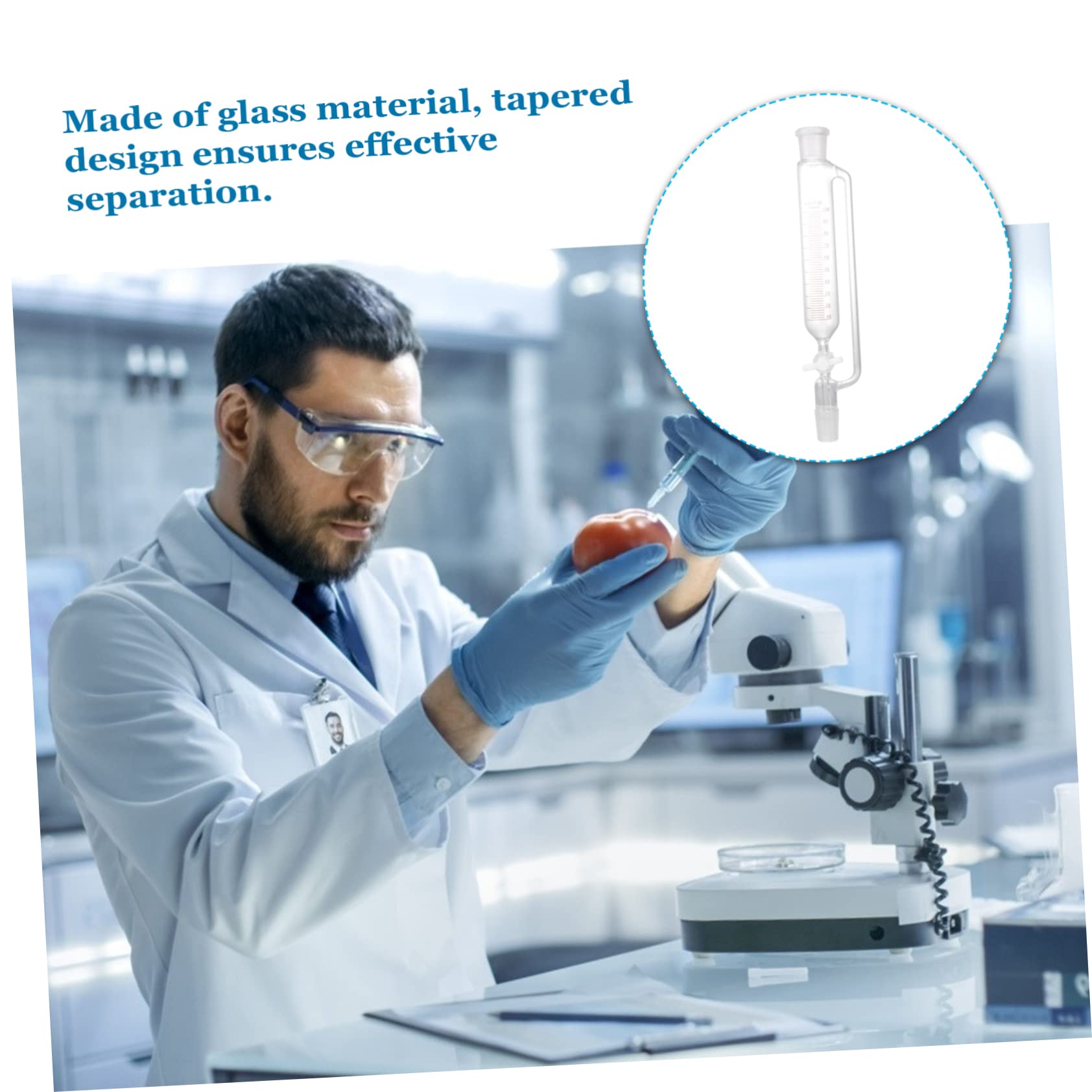LIFKOME Scheidetrichter und Chemisch Beständig für Laboranwendungen Korrosionsbeständig Robuster Zylindrischer aus Glas mit Ptfe Pistole