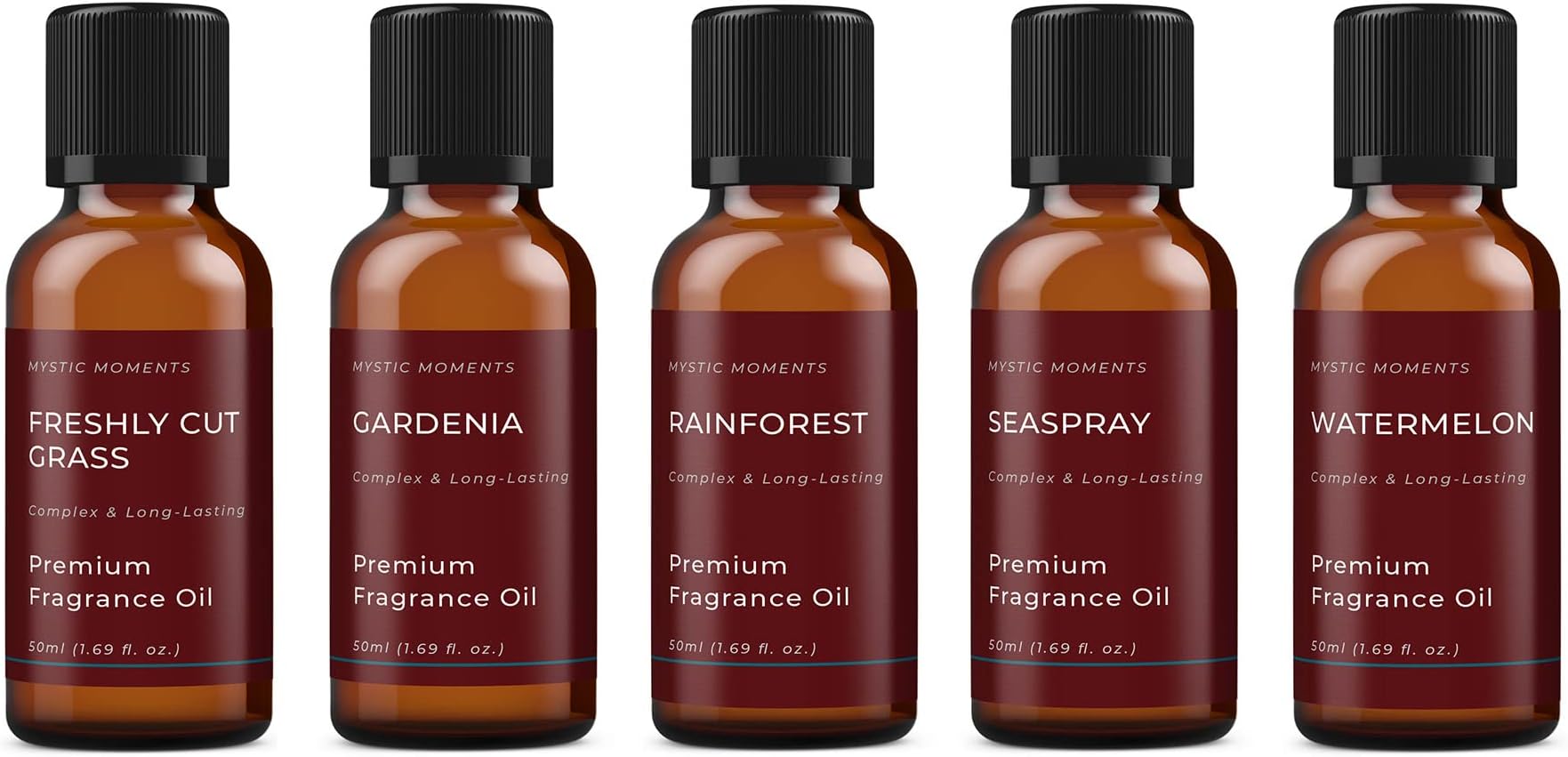 Mystic Moments | Mother Nature Fragrance Oil Gift Starter Pack 5x50ml | Seaspray, Gardenia, Watermelon, Freshly Cut Grass, Rainforest | Perfect as a Gift